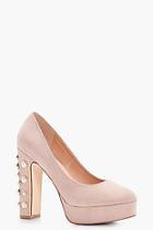 Boohoo Hanna Pearl Embellished Heel Platform Courts