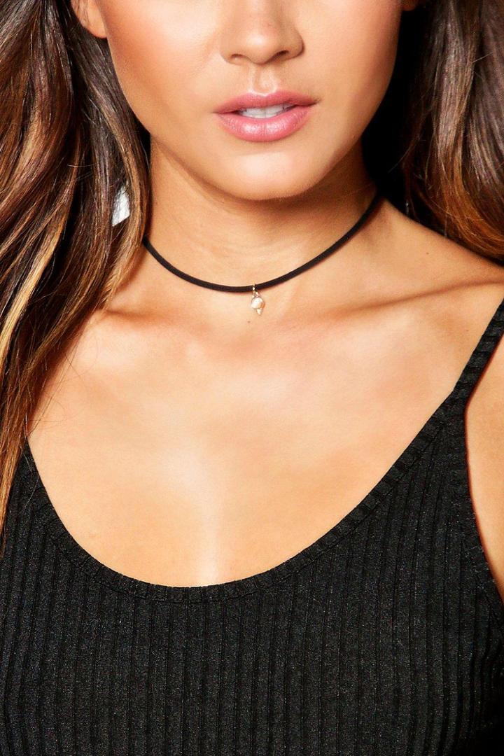 Boohoo Darcy Stone Pendant Skinny Cord Choker 3 Pk Multi