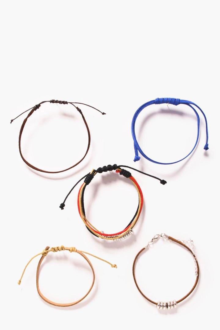Boohoo Multipack Leather Bracelets Brown