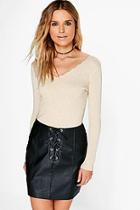 Boohoo Sally Metallic Rib Knit Jumper