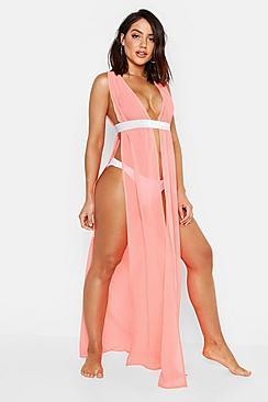 Boohoo Plunge Glitter Tape Beach Cover Up