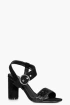 Boohoo Megan Front Glitter Band 2 Part Block Heel Black