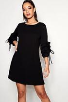 Boohoo Sadie Tie Ruffle Sleeve Dress