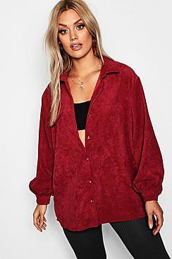 Boohoo Plus Cord Oversized Shirt