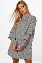 Boohoo Plus Melanie Ruffle Sleeve Gingham Dress