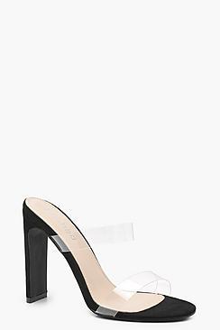 Boohoo Freya Double Clear Band Mule Heels