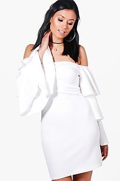 Boohoo Dinah Off The Shoulder Ruffle Bodycon Dress