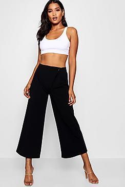 Boohoo Pleated Wrap Waist Culottes