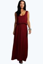 Boohoo Serena Bagged Over Racer Back Maxi Dress Berry