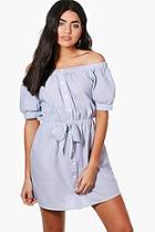 Boohoo Katy Off The Shoulder Tie Front Dress