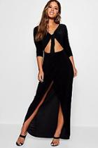 Boohoo Petite Tie Front Cut Out Maxi Dress