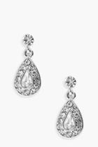 Boohoo Megan Bridal Diamante Tear Drop Earrings Silver