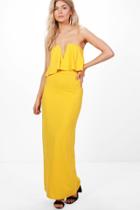 Boohoo Petite Emma Double Layer Plunge Crepe Maxi Dress Freesia