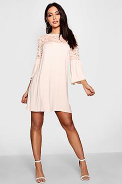 Boohoo Lace Insert Swing Dress