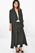 Boohoo Lara Waterfall Woven Duster Black