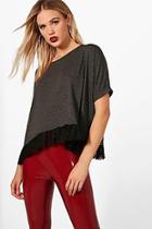 Boohoo Oversized Ruffle Boxy Crop