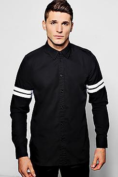 Boohoo Black Long Sleeve Contrast Armband Shirt