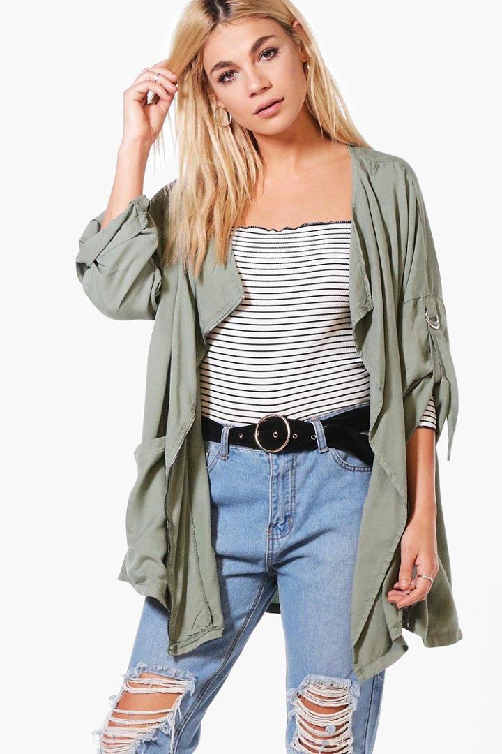 Boohoo Holly Lightweight Utility Jacket Khaki