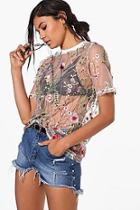 Boohoo Helen Boutique Embroidered Oversized Top