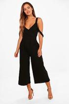 Boohoo Petite Imogen Drape Shoulder Jumpsuit