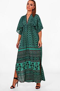 Boohoo Plus Lizzy Paisley Print Kimono Maxi Dress