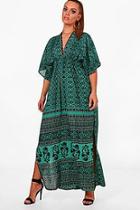 Boohoo Plus Lizzy Paisley Print Kimono Maxi Dress