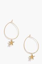 Boohoo Poppy Star Detail Hoop Earrings Gold