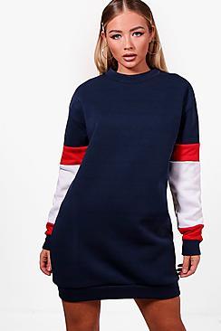 Boohoo Mira Sports Colour Block Sweat Dress