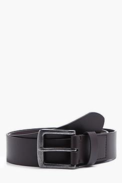 Boohoo Brown Textured Belt With Gunmetal Buckle