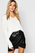 Boohoo Petite Cable Knit V Neck Sweater