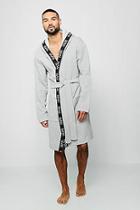 Boohoo Jersey Fleece Hooded Robe With Man Taping