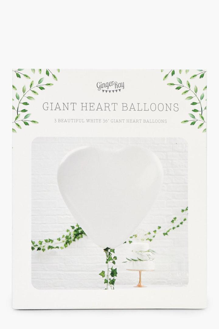 Boohoo Wedding Heart Shaped Balloons 3 Pack White