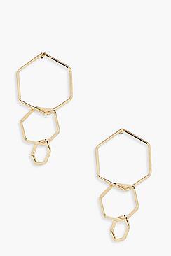 Boohoo Maddison Layered Hexagon Earrings