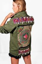 Boohoo Bethany Embroidered Back Festival Jacket