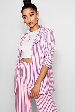 Boohoo Sasha Stripe Collared Blazer