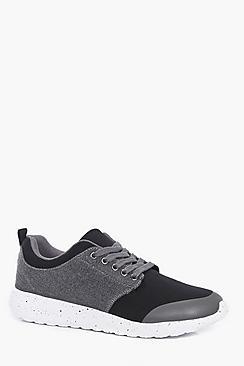Boohoo Lace Up Running Trainers With Speckled Sole