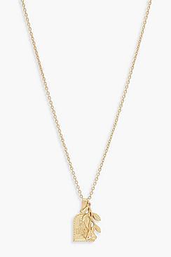Boohoo Square Sovereign & Rose Pendant Necklace