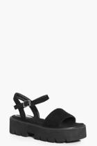 Boohoo Emma Quilted Two Part Cleated Sandal Black