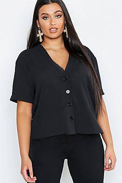 Boohoo Plus Button Through Blouse