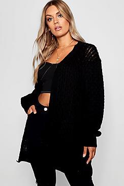 Boohoo Plus Crochet Knitted Oversized Cardigan