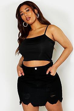 Boohoo Plus Rib Knit Strappy Crop Top