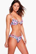 Boohoo Kerrie Digital Floral Underwired Cut Out Bikini