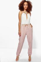 Boohoo Willow Suedette Pocket Side Luxe Jogger Mink