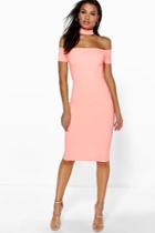 Boohoo Jules Cap Sleeve Choker Midi Dress Orange