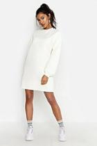 Boohoo Karma Embroidered Balloon Sleeve Sweatshirt Dress