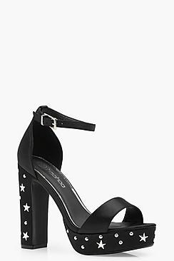 Boohoo Mia Star & Stud Platform Heels