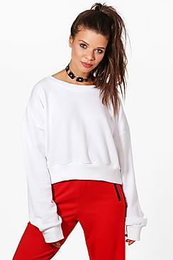 Boohoo Oversized Slouchy Crop Sweatshirt