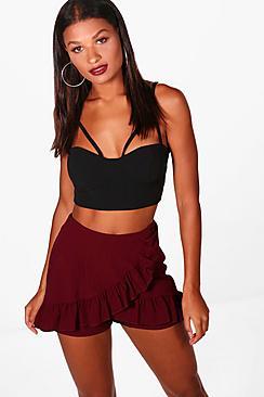Boohoo Julie Woven Ruffle Tailored Skort