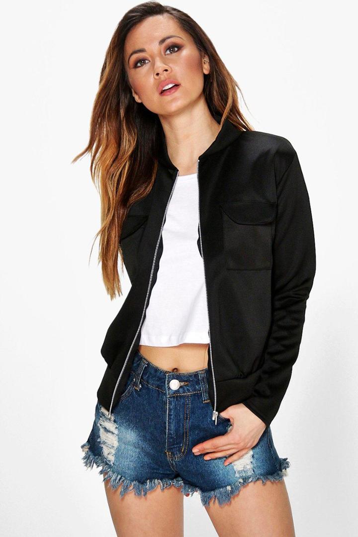 Boohoo Darcey Pocket Ma1 Bomber Black