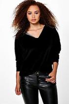 Boohoo Plus Gia Slash Neck Velour Hoodie